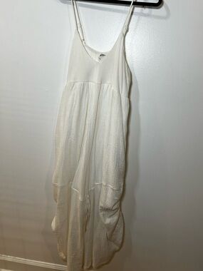 ARULA White Gauzy Spaghetti Strap Jumpsuit